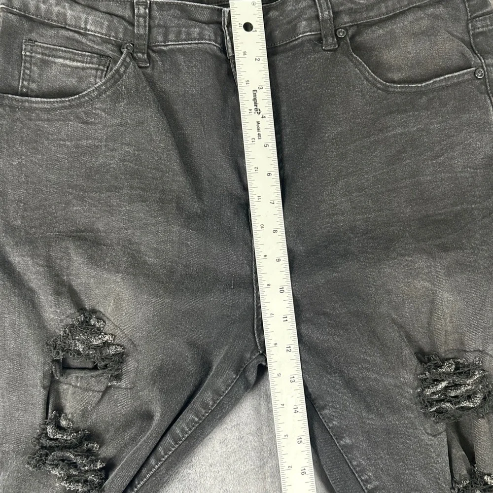 Waimea Skinny Fit Jeans Mens 38x32 Black Distressed Ripped Denim Pants